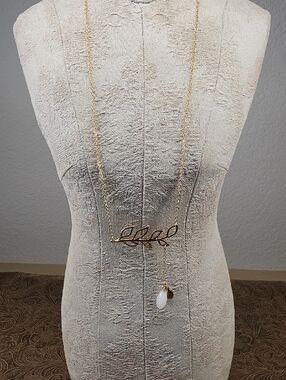 Bansri 18" NWT Gold Leaf Pendant Teardrop Long Necklace